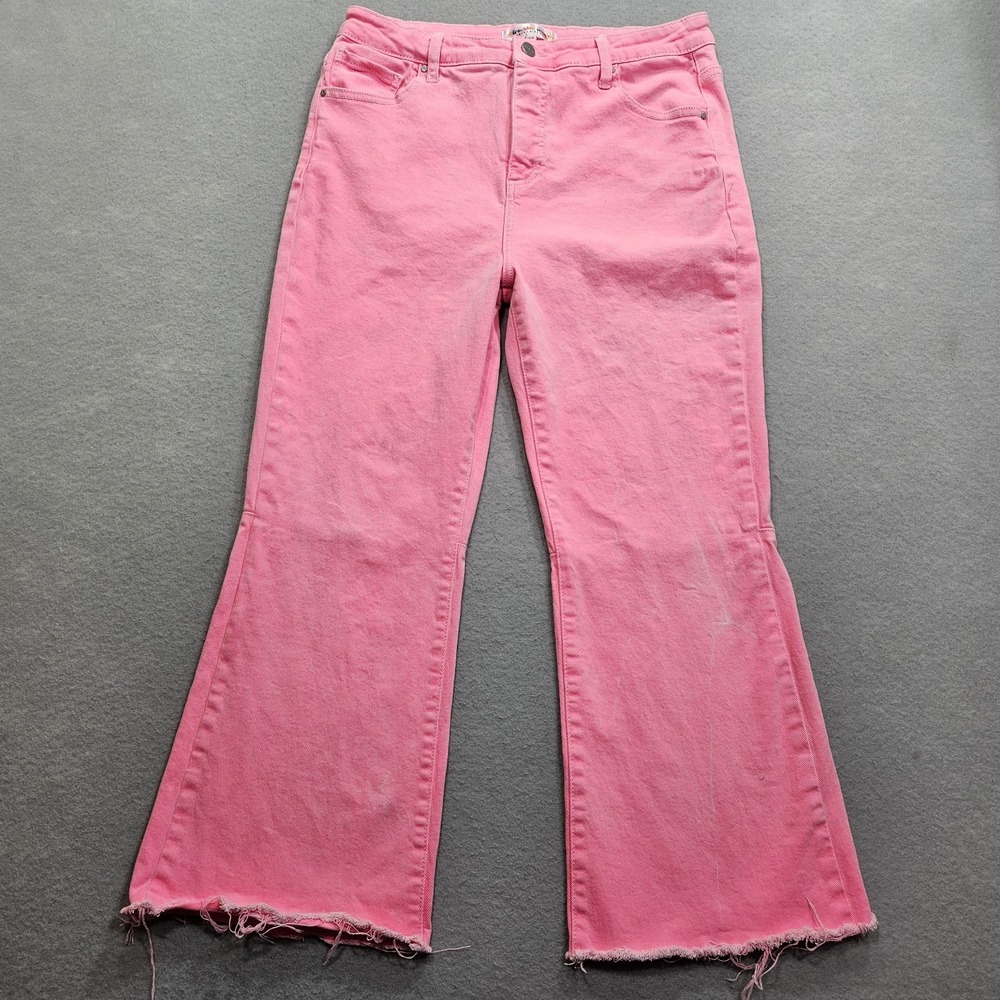 Freckled Poppy Risen Flare Jeans Womens 15 Bright Pink High Rise Frayed 32x27
